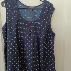 Navy and White Sleeveless Blouse from Roman's - 18W